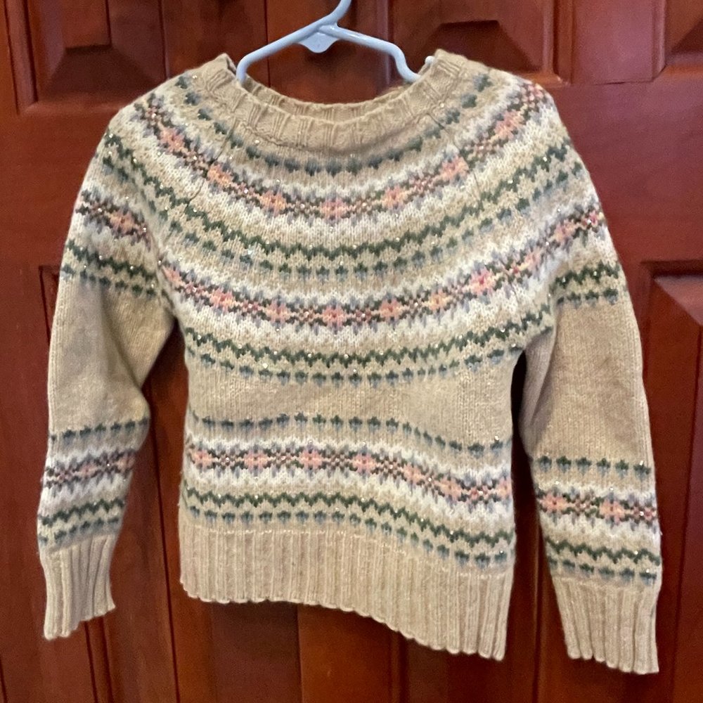 Bonpoint Girls Merino Wool Fair Isle Sweater. Pristine. Size Youth 6.